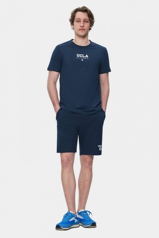 Sherman Lacivert Bisiklet Yaka Baskılı Standard Fit Erkek Tshirt Lacivert