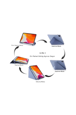 Samsung Galaxy Tab S9 Fe 10.9'' Uyumlu Kalem Bölmeli Uyku Modlu Arkası Silikon Kapak Kılıf Kılıf
