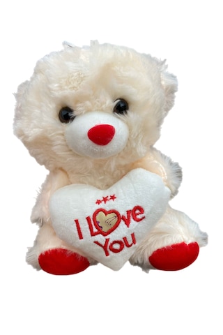 I Love You Yazılı Kalpli Yastıklı Peluş Ayı 20 Cm 1 Adet