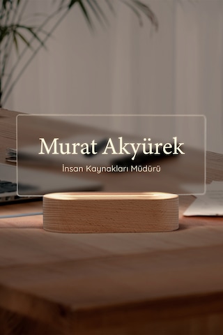 Kişiye Özel Led İsimlik Masa Lambası Masif Ahşap Tabanlı Usb Kablolu Pleksi Led Gece Lambası