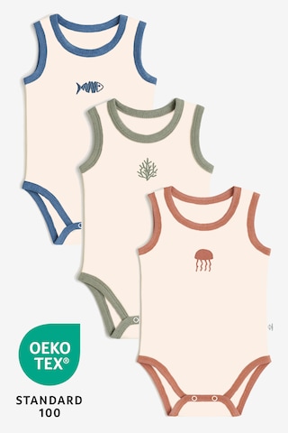 Luppinos Ocean 3lü %100 Pamuk Nakışlı Bebek Atlet Set Ekru