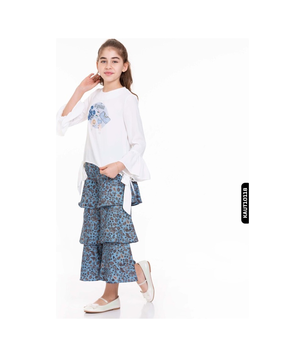 Xo Kids Kız Alt Üst Takım 4-12 Yaş 3662 Kaut10118 Beyaz - Mavi