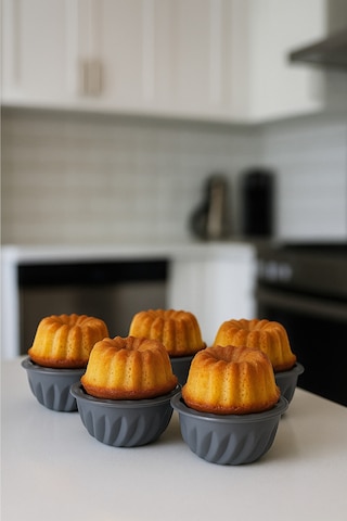 Yeşil 12'li Silikon Mini Kek Kalıbı - Muffin Kalıbı 12 Adet Göbekli Kek Kalıbı Silikon Yeşil Diğer