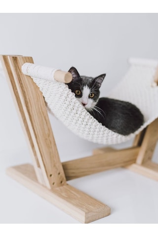 Ahşap Kedi Hamağı - Dekoratif Kedi Yatağı