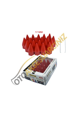 A Kalite Mefsa Bijon Kapağı Sivri 17 Mm Kırmızı 20 Li Set