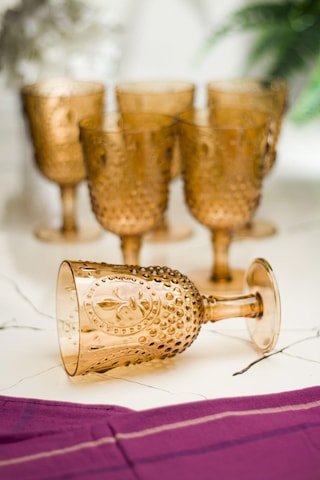 Akrilik Bal 6'lı Kadeh & Su Meşrubat Kahve Yanı Bardağı 450 Ml Cam Değildir Bal