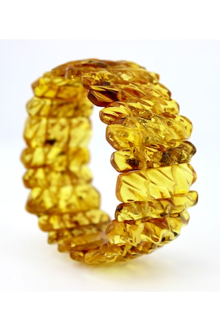 Kehribar Bileklik Fosilli Roleks Tasarım Ambergold Blk23-145 Çok Renkli