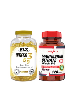 Flx Omega 3-6-9 Balık Yağı 90 Softgel & Nevfix Magnesıum Cıtrate