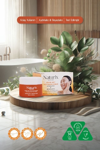 Naturix Kojik Asit Yüz Bakım Kremi - Leke Karşıtı, Aydınlatıcı, Cilt Tonu Eşitleyici, Niacinamide 50ml
