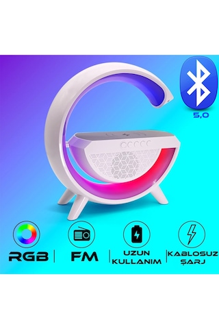 Bukrem Store G-speaker Bt-2301 Rgb Işıklı Kablosuz Şarjlı Bluetooth Hoparlör + Fm / Tf / Aux
