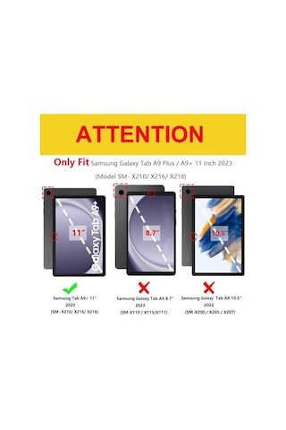 Galaxy Uyumlu Tab A9 Plus X210 360 Derece Döner Yatay Ve Dikey Standlı Tablet Kılıfı Siyah
