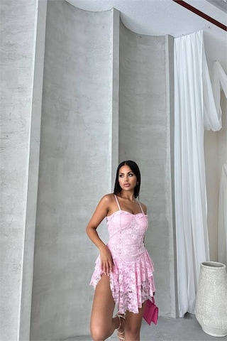 Dip Moda Kadın İçi Şortlu Prenses Mini Elbise Dpnbdf060 Pembe