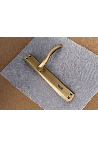 Trim Mat Antik Sarı Aynalı Oda Kapı Kolu 1 Takım Şık Ve Dayanıklı