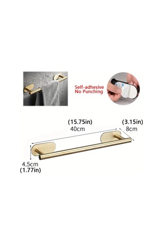 Fortunelane Gümüş Ss Yıkama Havlu Rafı, Otomatik Yapışkan, Delme Dirençli, Kolay Kurulum, Ev Düzenleyici - 40 Cm Gümüş Gümüş