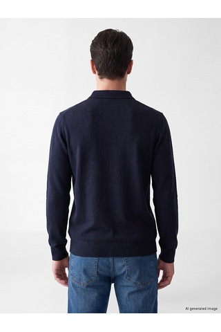 Lcwaıkıkı Classic Lacivert Polo Yaka Erkek Sweatshirt