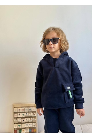 Jolly Kids Erkek Çocuk Polar Kapüşonlu Sweatshirt Takım Lacivert