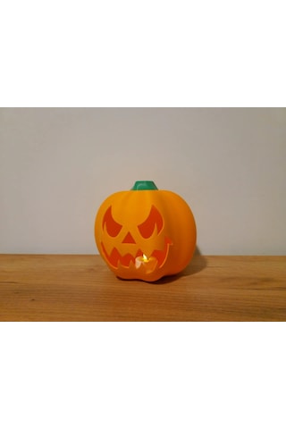 3d Baskı Oyma Yüzlü Balkabağı Tealight Mumluk Cadılar Bayramı Dekoratif Feneri Şamdan Turuncu Renkli