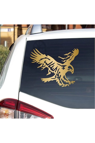 Sticker Dizayn Kartal Sticker - Eagle Beşiktaş Kanatlı Uçan Kartal Sticker - Araba Oto Motosiklet Karavan Cam Sticker - 00326 20x16 Cm