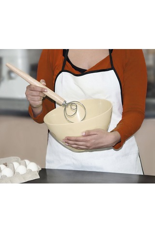 Hombey 13 İnç Ahşap Saplı Un Çubuk Miksürü - Pasta Hamuru Karıştırıcı, Pastane Çalışma Aleti, Ev Fırında Kullanıma Uygun Ahşap