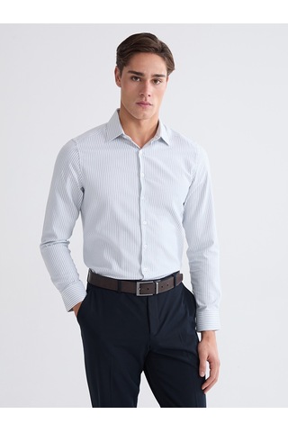 Lcw Busıness Yeşil Slim Fit Çizgili Gabardin Erkek Gömlek