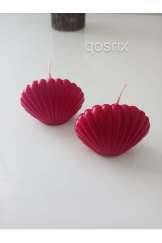 2'li Kırmızı Mini Istiridye Deniz Kabuğu 1. Kalite Soya Doğal Mum