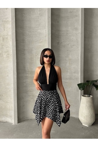 Puantiyeli Etek Siyah