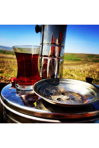 Çift Musluklu Odunlu Kömürlü Çay Semaveri Odunlu Kömürlü Paslanmaz Semaver 5 Litre