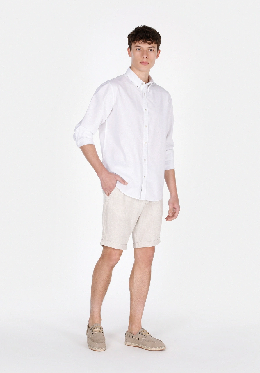 Colin's Colins Regular Fit Shirt Neck Düz Erkek Beyaz Uzun Kol Gömlek Cl1074489 Q1.v1 Wht Beyaz