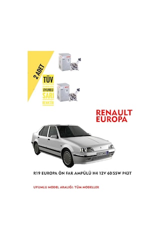 Renault 19 Europa Ön Far Ampül Takımı 2 Adet Sağ Sol
