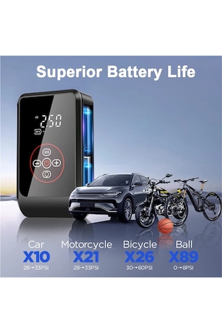 Jialan Taşınabilir Şişirme Pompası Hava Kompresörü Led Büyük