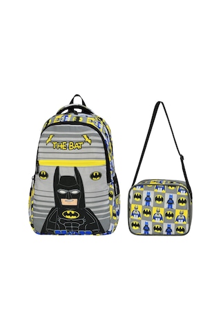 Beslenmeli Erkek Okul Çantası Gri 555batman-2 Gri