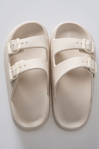 Tommy Life Bej Yüksek Tabanlı Çift Tokalı Erkek Terlik -89302 Bej