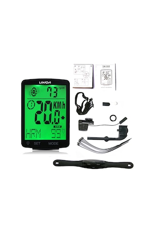 Lıxada 2,8 İnç Kablosuz Bisiklet Bilgisayarı, Siyah Kabuk Ve Yeşil Işık Siyah