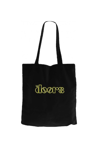 The Doors Logo Yellow Siyah Kanvas Bez Çanta