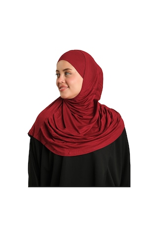 Hürrem Bone Bordo Pratik Hazır Geçmeli Tesettür Eşarp Viskon Boneli Büyük Boy 1290bv 16 bordo