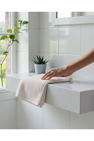 %100 Pamuk Velune Banyo Havlusu Kırık Beyaz 50x85 Otel Serisi Beyaz Ekru