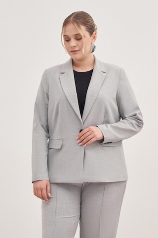 Astarlı Tek Düğmeli Blazer-1777-gri Gri