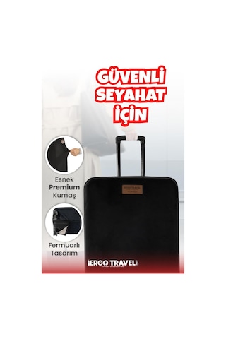 Valiz Koruma Kılıfı Kadife Kılıf - Siyah - Orta Boy Ergo Travel Siyah