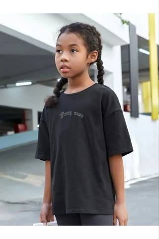 Primemağazam Çocuk Unisex Baskılı T-shirt - Siyah Çeşitli