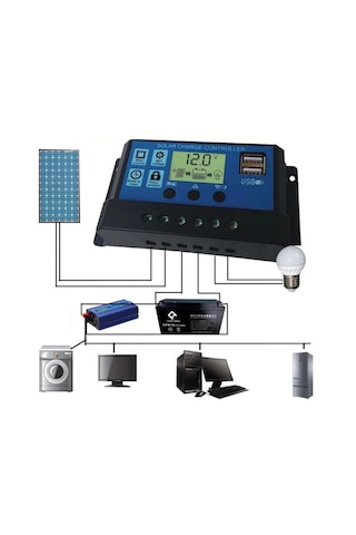 Akü Şarj Kontrol Cihazı 30 Amper Solar Güneş Paneli -12v-24v