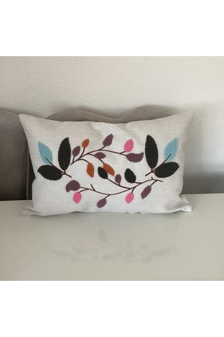 Punch İşlemeli Dal Desenli Dekoratif Kırlent Kılıfı Takım Karışık/Çok Renkli