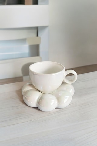 Mithra Life 95 Ml Papatya Şekilli Seramik Beyaz Türk Kahvesi Fincan Takımı Mıt1156 Beyaz