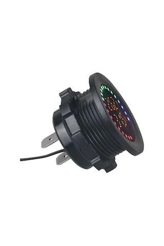 Dijital Akü Voltaj Seviye Ve Isı Ölçer 28mm Çap 12-24v Dc Yuvarlak Panel Tip