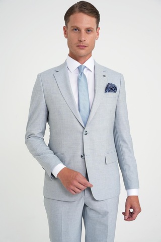 Efor Slim Fit Çift Yırtmaç Esnek Yün Mavi Takım Elbise Tk 918 Mavi