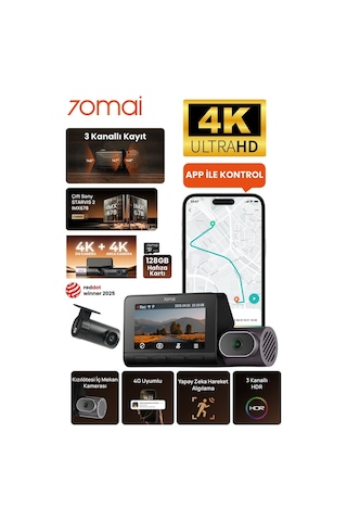 70mai T800-41 Ön Kamera +iç Kamera + Rc41 Arka Kamera 128gb