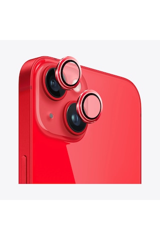 Safeus Safir Temperli Kamera Lens Koruyucu Apple Uyumlu iPhone 14 Plus Ve İle Kırmızı