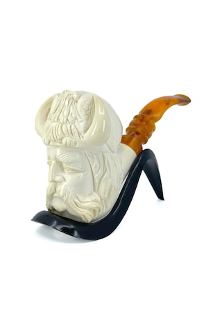 Lületaşı Pipo Doğal Lületaşı El Yapımı Özel Kutulu - Viking Gravür İşleme