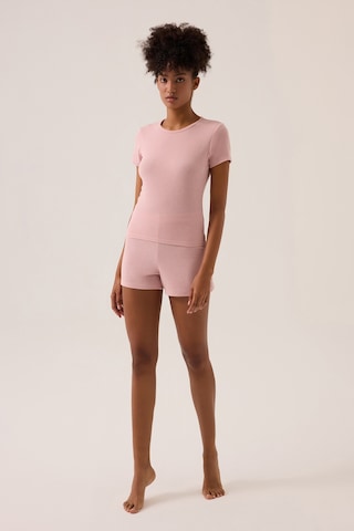 Los Ojos X Ece Pembe Modal Kumaşlı Kısa Kollu Şortlu Pijama Takımı Ribbed Pj4 Pembe Pembe