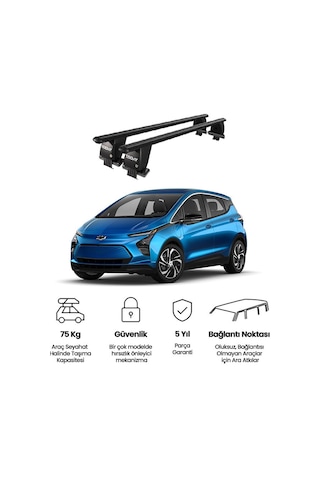 Royal Chevrolet Bolt 2016 Ve Sonrası Uyumlu Siyah Ara Atkı Port Bagaj Tavan Barı