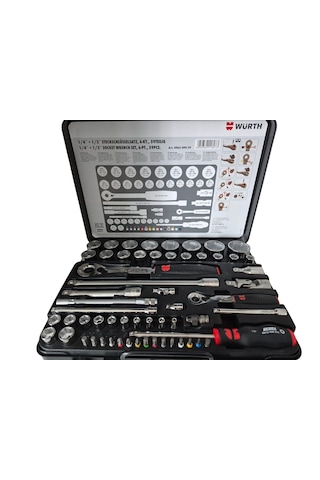 Yüksek Kalite Würth Zebra 1/4+1/2 İnç Lokma Anahtarı Seti 59parça